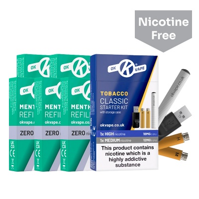 OK Vape E-Cig Kit and Refill Cartridges