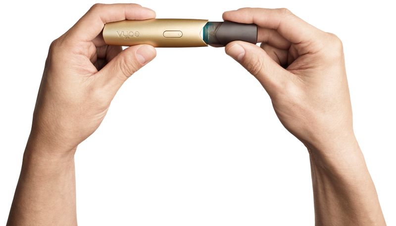 E-liquid pods conveniently click in and out Click On and Off Pod