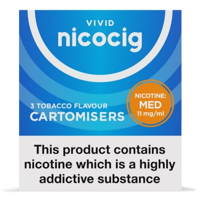 Vivid Nicocig Refill Cartridges Medium Strength Tobacco Cartomisers