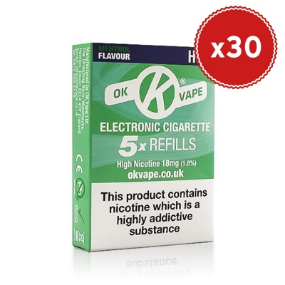 OK Vape E-Cigarette Menthol Refill Cartridges Saver Pack (30 Packs)
