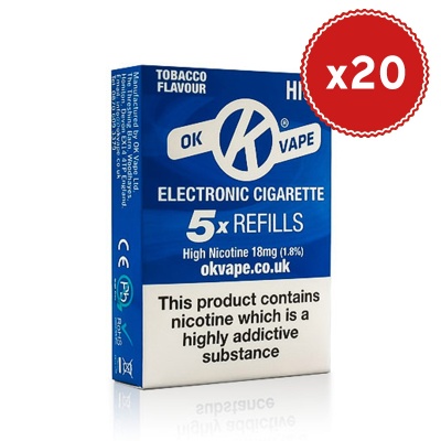 OK Vape E-Cigarette Tobacco Refill Cartridges Saver Pack (20 Packs)