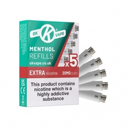 OK Vape E-Cigarette Extra High Strength Menthol Refill Cartridges (20mg)