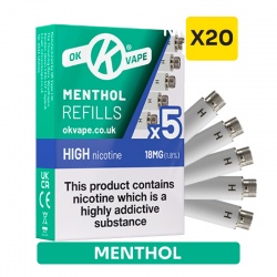 OK Vape E-Cigarette Menthol Refill Cartridges Saver Pack (20 Packs)