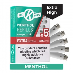 OK Vape E-Cigarette Extra High Strength Menthol Refill Cartridges (20mg)
