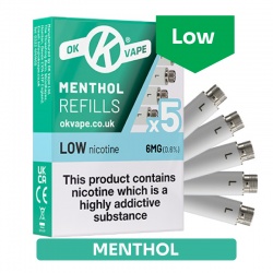 OK Vape E-Cigarette Low Strength Menthol Refill Cartridges (6mg)