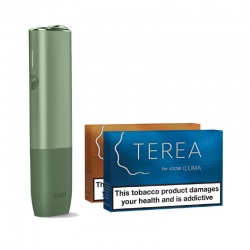 IQOS Iluma One Heated Tobacco Device Starter Kit with Tobacco Refills (Moss Green)