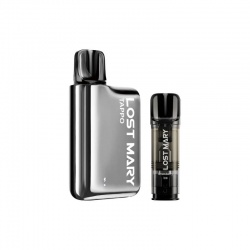 Lost Mary Tappo Rechargeable Silver Stainless Steel Vape with Strawberry Ice Prefilled Pod