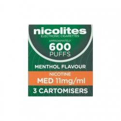 Nicolites Refill Cartridges Medium Strength Menthol Cartomisers