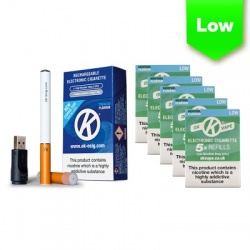 OK Vape Rechargeable E-Cigarette Starter Kit and Low Strength Menthol Refill Cartridges Saver Pack
