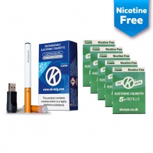 OK Vape Rechargeable E-Cigarette Starter Kit and Nicotine-Free Menthol Refill Cartridges Saver Pack